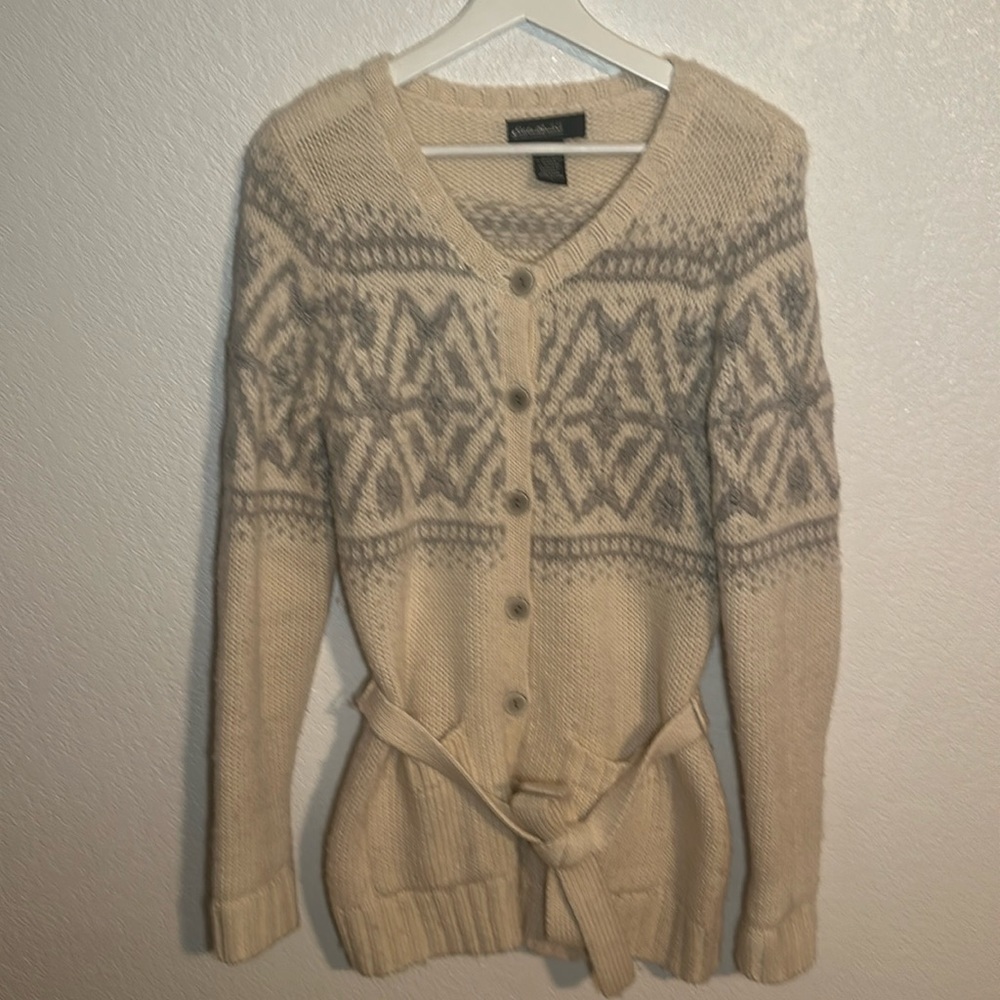 Eddie Bauer Fair Isle Belted Cardigan Size Small